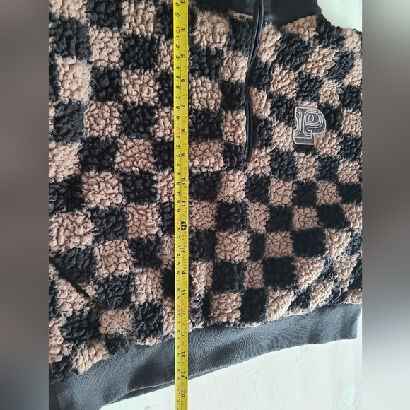 PINK Victoria's Secret Checkered Women's Sweater teddy bear fleece sz.XS - Picture 6 of 8